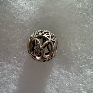 Pandora Monogram K Silver Charm Bead